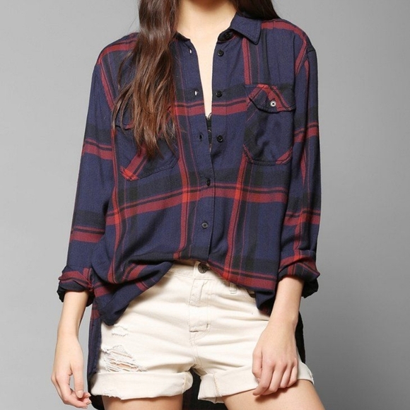 BDG Urban Outfitters Waterfall Plaid Oversized Long Sleeve Button Down Shirt L - Picture 12 of 12